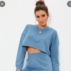 Missguided Blue Crop Sweatshirt